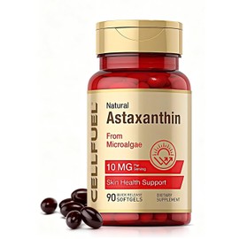 Astaxanthin 10 mg/2 tablets (450 mg/bottle), Ultraviolet Protection, Supercritical Extraction Method, CoA Analysis Certificate (Actual Values of 11.36 mg), CELLFUEL from N.Y.