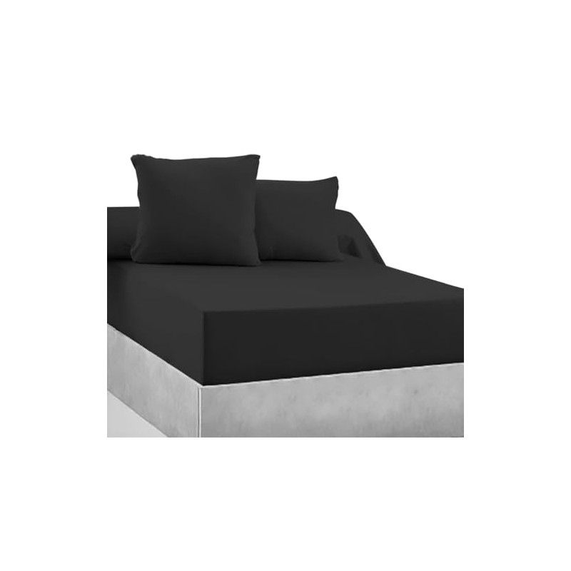 Fitted Sheet 100% Cotton 57 Thread Count Black 80 x