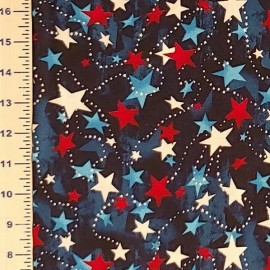 Santee Stars PATRIOTIC Fabric Red White Blue USA Cotton  BY THE YARD