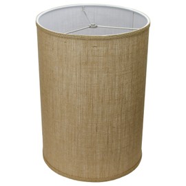FenchelShades.com 12" Diameter x 17" Height Drum Lampshade Retro Rustic Vintage Hardback USA Made (Burlap Natural)