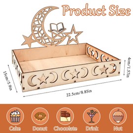 Ramadan Tray,Ramadan Decorations for Home,Eid Decorations Ramadan Decorations Moon Star Shaped Wooden Tray Dessert Plate,Ramadan Decorations for Home Table Party Supplies Decorative Plate