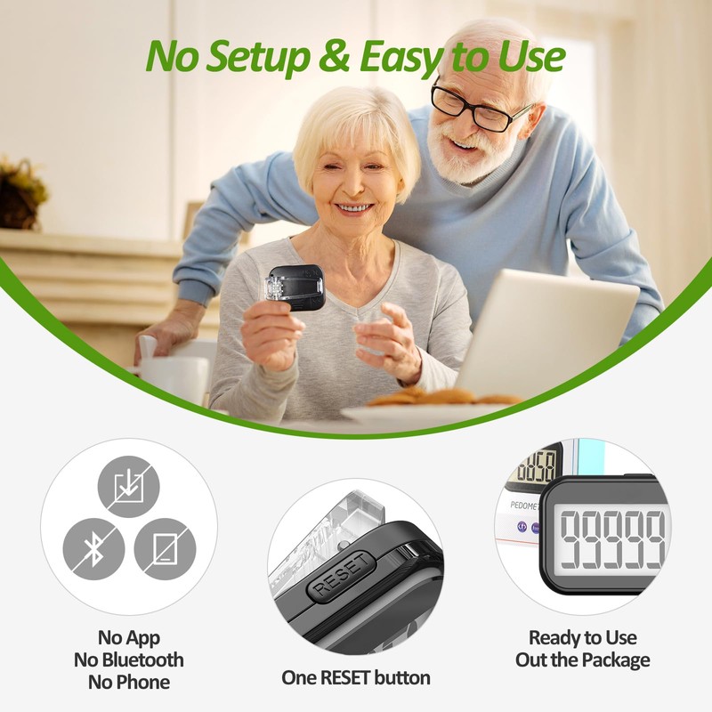 3D Pedometer for Walking, Simple Step Counter for Walking with