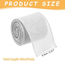 MECCANIXITY Burlap Ribbon Fabric Wired Edge Ribbons White 2-1/2 Inch x 5 Yard Wired Ribbon for Gift Wrapping, Bow, Wreath, Christmas Tree, Flower Bouquet