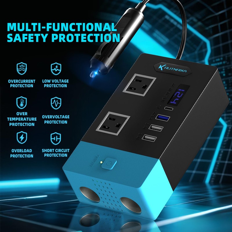 RUTNRIXA 300W Power Inverters 12V DC to 110V AC Converter