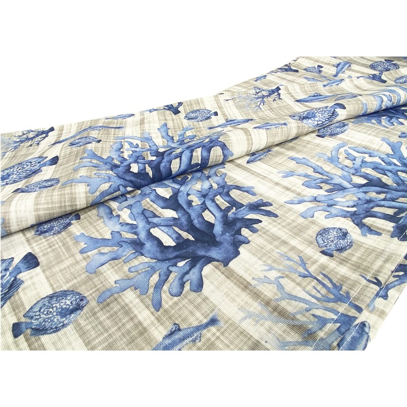 Gran Foulard Throw Bedspread Sofa Cover Loneta Fabric (Fishes Blue,