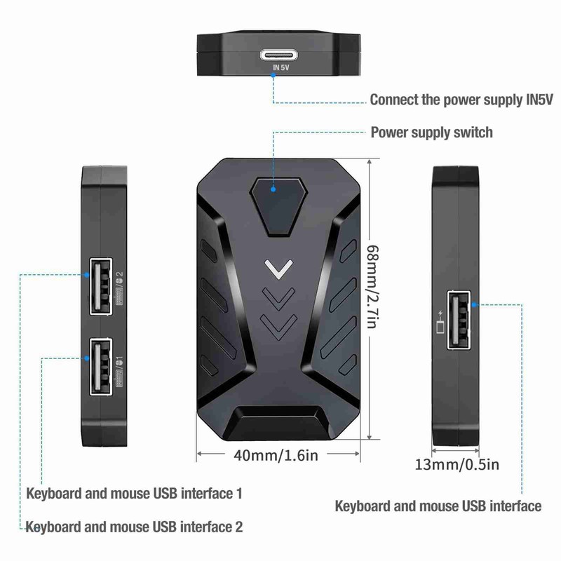 Gaming Keyboard Mouse Converter Adapter Mobile Game Accessory for Android