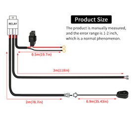 LED Lights Bar Wiring Harness Kit 1 Leads DC12V On-Off Switch Power Relay Blade Fuse 14AWG Core Cable Wiring Harness Kit fit for LED Driving Lights Bar