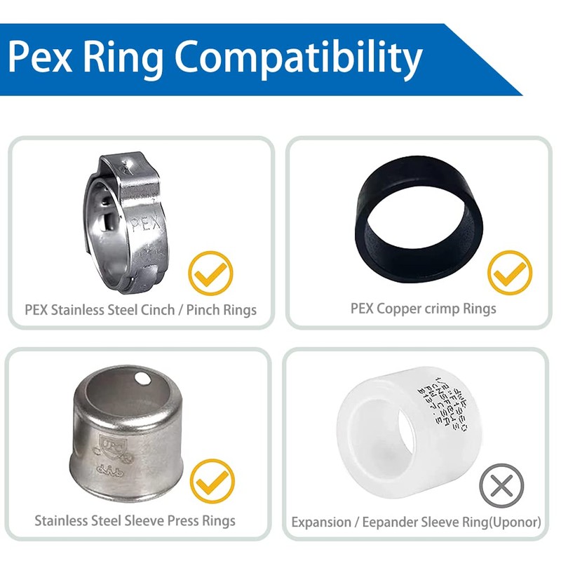 Hooshing 5/8" Pex Fitting 4 Ways Crimp Brass Pipe Fittings