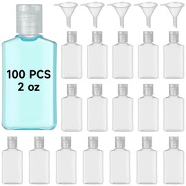 Lnrueg 100 Pcs 2 oz Travel Bottles - Hand Sanitizer Bottle Mini Clear Bottles with Flip Caps, Portable Empty Refillable Containers for Shower Gel, Face Creams, Body Lotions