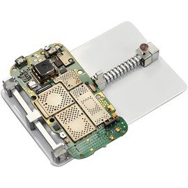 Adjustable PCB Holder - White Metal Workbench Clamp for Electronics Soldering & Rework