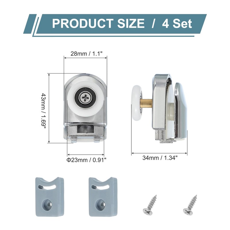uxcell 23 mm Shower Door Rollers, Single Shower Door Runners