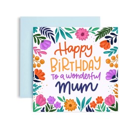 Huxters Birthday Card – Unique Mum Birthday Cards with Floral Print –Birthday Cards for Her – Gifts for Women – Luxurious Print with Vivid Colours – Recyclable Envelope Included – 148 x 148mm (Mum)