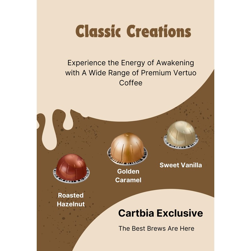 Barista Creations Vertuo Capsules – 10 Vanilla Coffee, 10 Caramel