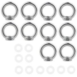 GIVIHGETI Pack of 10 Ring Nuts M10, 304 Stainless Steel Eye Bolt, Eye Bolt, Eye Bolt, Eye Nut, Eyelet, Ring Eyelets, Eye Bolts for Lifting Accessories