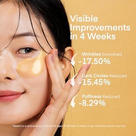 Terez & Honor Parches para Ojos con Oro de 24K Retinol para Suavizar Arrugas - 60 Mascarillas Coreanas de Hidrogel con Péptido de Colágeno para Líneas