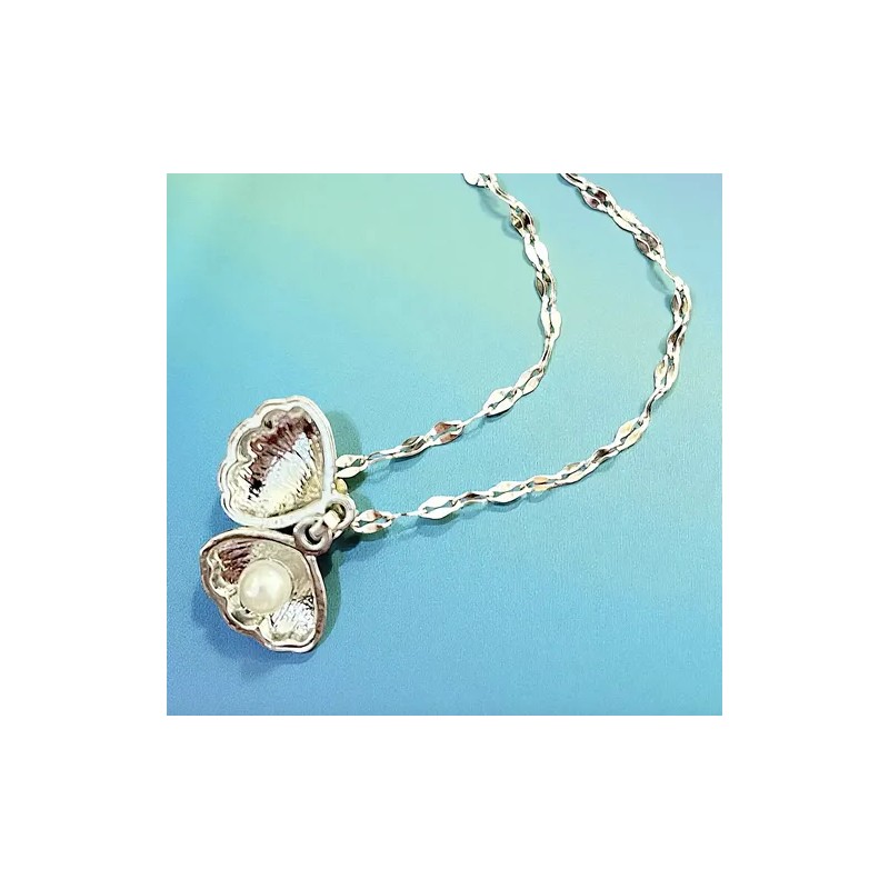 Collar Concha Marina Elegante Chapado Plata 925 / Circonita