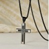 MOOSKI Cross Necklace for Men,Silver Gold Black Mens Cross Necklaces