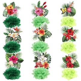 9 PCS Hawaii Luau Honeycomb Table Centerpieces Floral Flower Tropical Aloha Party Decorations Palm Leaves Hawaiian Table Centerpiece for Summer Hawaii Tropical Luau Wedding Birthday Party Supplies