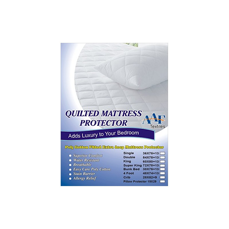 Aaf Textiles Double Quilted Mattress Protector Cover Extra Deep Fabric