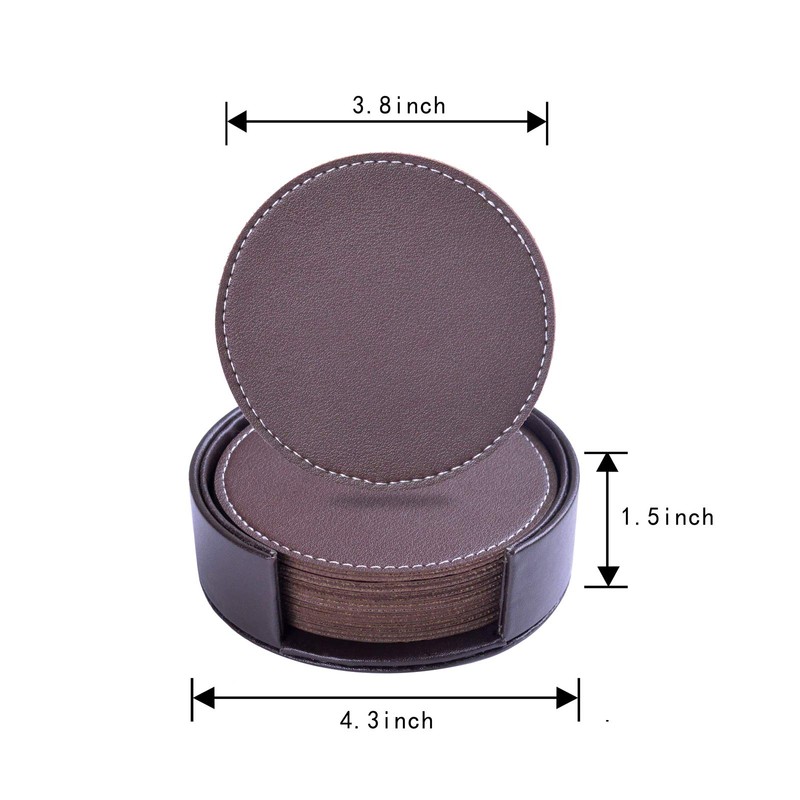 Coasters for Drinks, WAYIFON 8 PCS Premium PU Leather Coaster