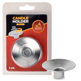 Ner Mitzvah Reusable Metal Candlestick Liners and Drip Guards - Small Nickel Plated Candle Holder Protector Bobeches - Silver - 2 Pack