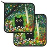 2 Pack Colorful Garden Cats Pot Holders,Heat Resistant Countertop Hot
