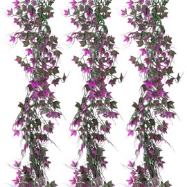 Fake Ivy Garlands for Decoration Christmas Wall Leaves Decor Vines for Bedroom Artificial Leaves for Home Room Wall Outdoor Garden Party Proch Wedding Backyard Arch thanksgiving Decor(Fuchsia)