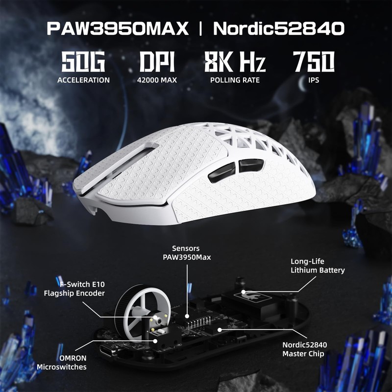 MAMBASNAKE M5 Ultra Wireless Gaming Mouse,39g Carbon Fiber,42K DPI PAW3950