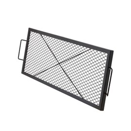 Happybuy 44 Inch X-Marks Fire Pit Grill Grate, Heavy Duty Steel BBQ Cooking Grid with Handle & X Wire, Portable Camping Cookware for Outdoor Parties & Gatherings