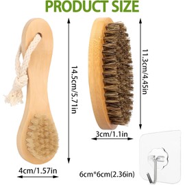 Potato Brush, Pack of 2 Vegetable Brush, Wood, Natural Bristles, Mushroom Brush, Mushroom Brush, Soft Brush, Wood, Ergonomic Handle for Cleaning Vegetables, Fruits and Kitchen Utensils