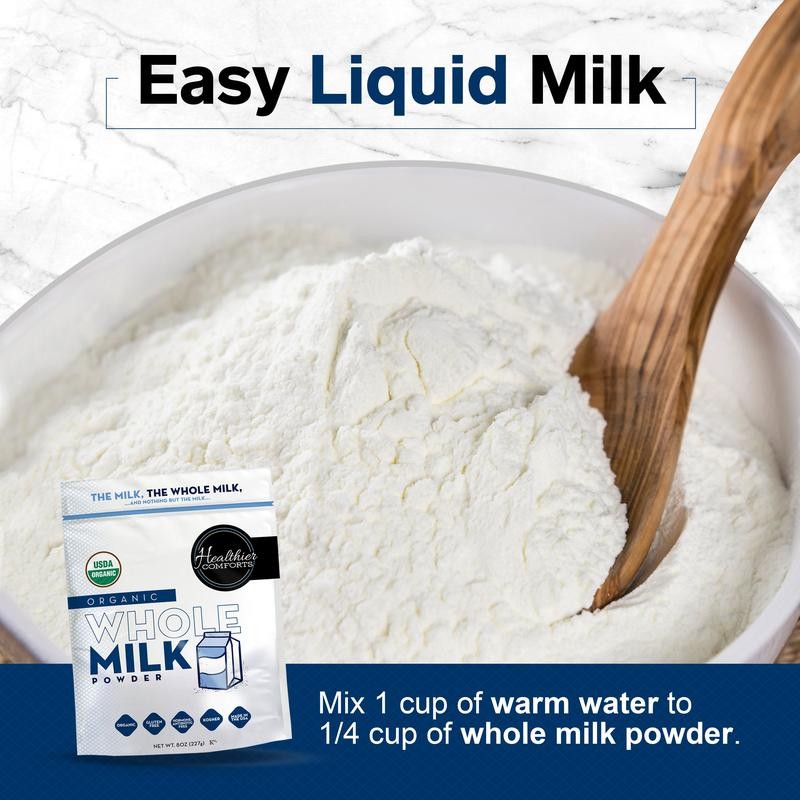 HEALTHIER COMFORTS Organic Whole Milk Powder - Size: 21 oz