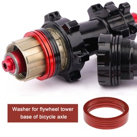 eMagTech 10Pcs Bike Flywheel Hub Washers Replacement Speed Cassette Bicycle Spacers Bottom Bracket Washers for Most Bicycles 7 8 9 10 11 Speed Cassette Black Red