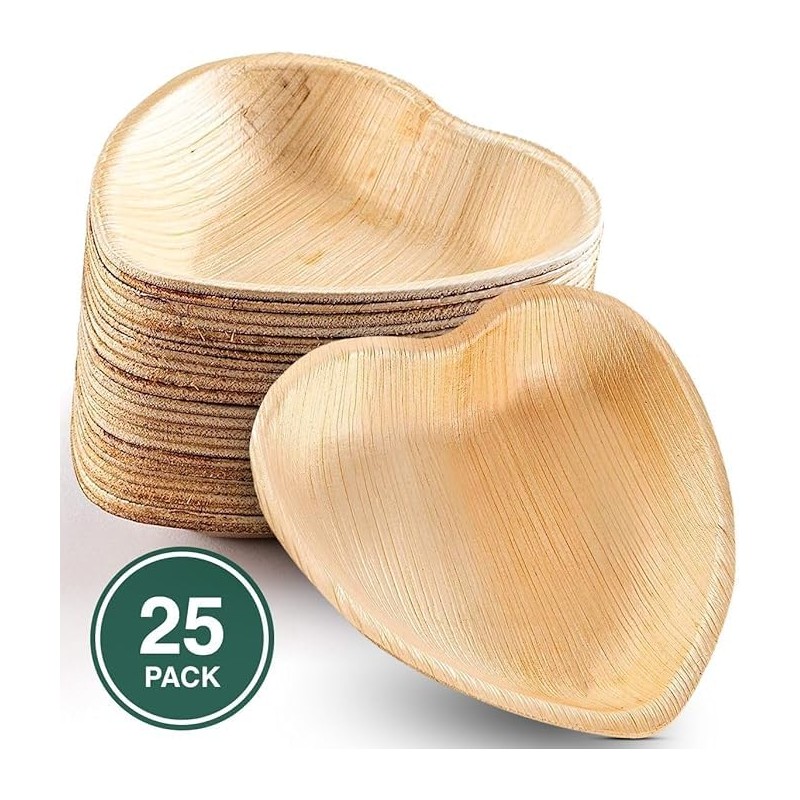 ECO Leaf | 16cm Heart Shape 25 Pack | Disposable