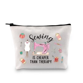 PLITI Sewing Gifts for Sewing Lovers Gift Sewing Is Cheaper Than Therapy Makeup Bag for Quilter Sewer Seamstress Gift (Cheaper sewing bagU)