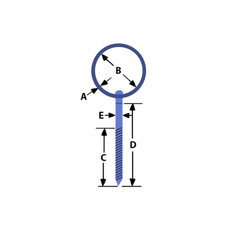 Ring Bolt Stainless Steel with Lag Thread 4MM (Wood Screw)