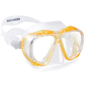 Dizokizo Scuba Diving Mask for Adult, 180° Panoramic View Snorkel Mask, Anti-Fog Anti-Leak Adjustable Scuba Mask Diving Goggles with Nose Cover for Swimming Snorkeling (Yellow)