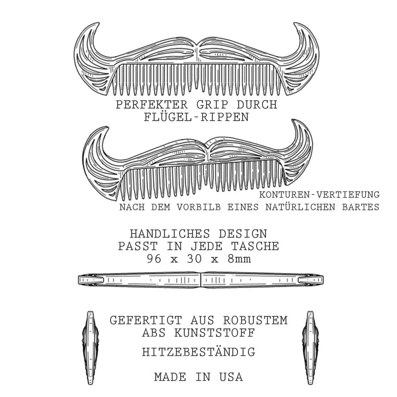 The Original Cowboy Comb Bartkamm - schwarz - Der original