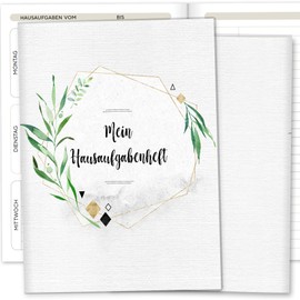 OLGS Homework Book Cover Tropical Green Includes Exercise Book Protective Cover Envelope Gift Idea First Day School Primary School (without Personalisation, Tropical Green 01)