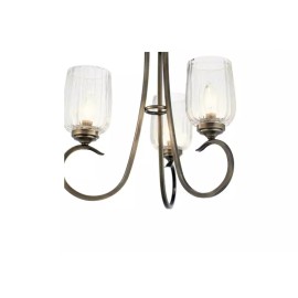 Kichler Chesterlyn 3-Light Vintage Tuscan Ribbed Glass Shaded Chandelier
