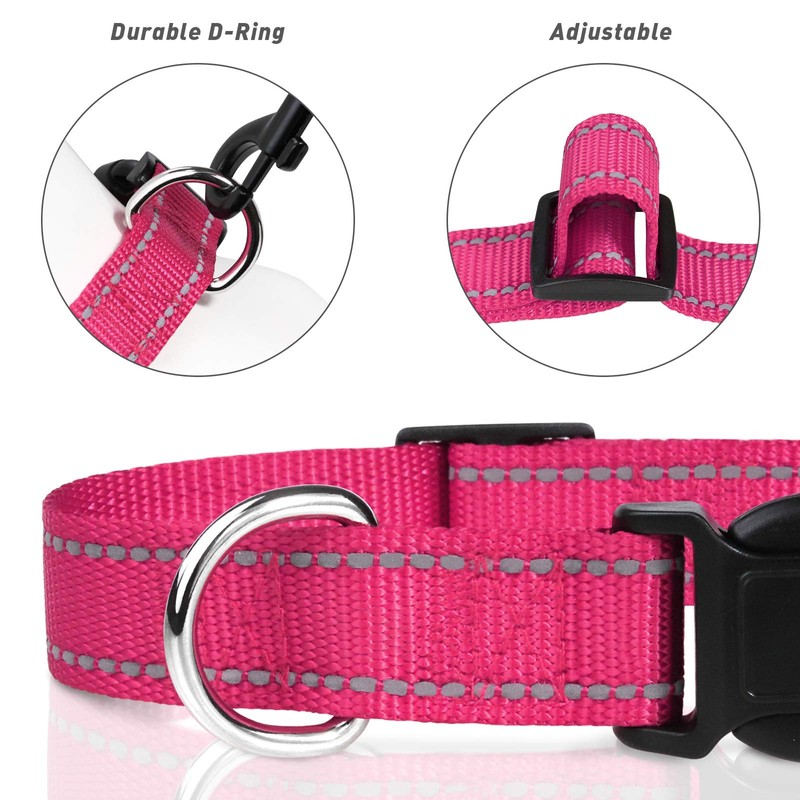 TagME Dog Collar, Adjustable Reflective Nylon Dog Collar with Quick