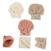 WOONEKY Coral Fleece Hair Dry Cap 3pcs Set Shower Drying