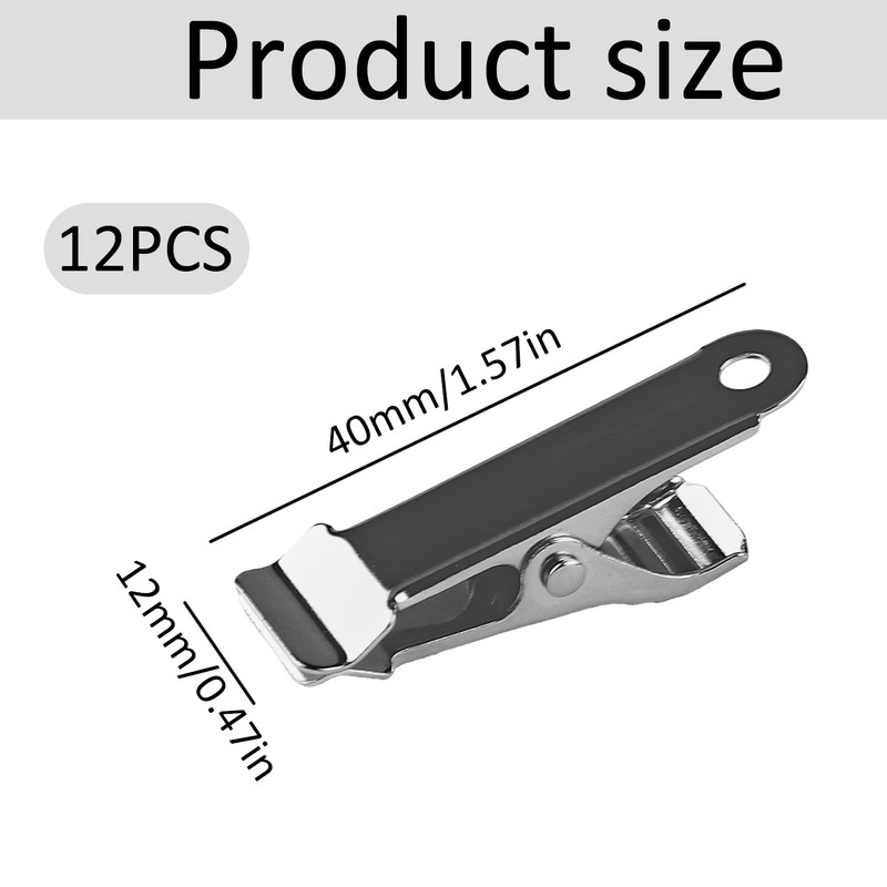 Tabanzhe 12PCS Metal Spring Clamps,Durable Alligator Clips with Tail Hole,Rust