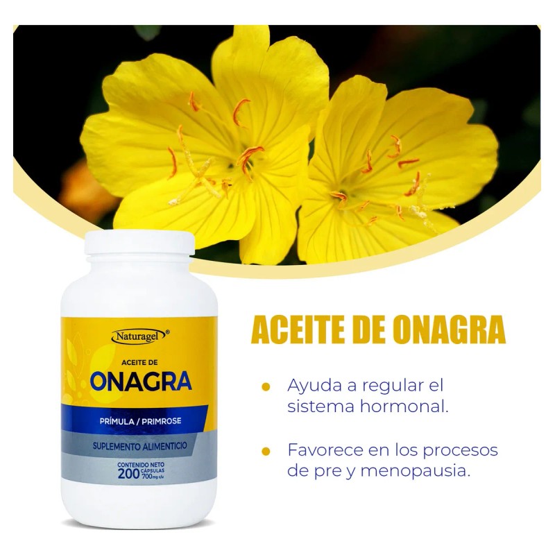 Naturagel Aceite De Onagra 350g 200 Cápsulas Suplemento Sabor Sin