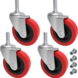 MySit 12 Pack Creeper Wheels 2.5 Inch Heavy Duty Swivel Caster Wheel Creeper Service Cart Stool Post Mount, M10 (Around 3/8") x 1" Metric Threaded Stem Casters Wheels Replacement