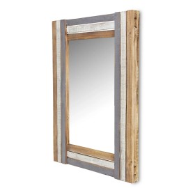 Homeroots 32" Gray Natural and White Wood Framed Accent Mirror