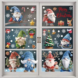 Christmas Window Stickers, 9 Sheets 95 PCS Reusable Christmas Window Decorations Double Sided PVC Static Xmas Window Stickers Scene for Glass