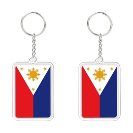 2 PCS Philippine Flag Keychain,Filipino Tag Keyring Key Chain for Car Motorcycle Auto
