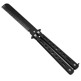 GXGM Butterfly Comb Stainless Steel Foldable Butterfly Comb Pocket Comb Spring Hair Comb for Hair Barber Comb Hair Styling Accessories (Black), Pack of 1