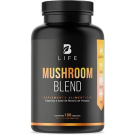 Mezcla de Hongos Adaptogenos. 90 Cápsulas con 1500 mg por porción. Melena de León, Reishi, Cordyceps, Chaga, Cola de Pavo. Ingredientes naturales.