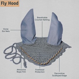 Spire - Cappello morbido a maglia per cavalli, cotone traspirante, protezione per le orecchie, cappuccio, protezione per le orecchie, berretto (Cob, Grigio)